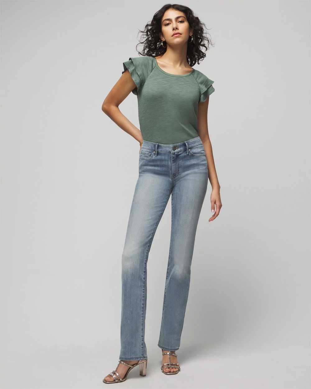Petite Mid-Rise Everyday Soft Denim  Bootcut Jeans click to view larger image.