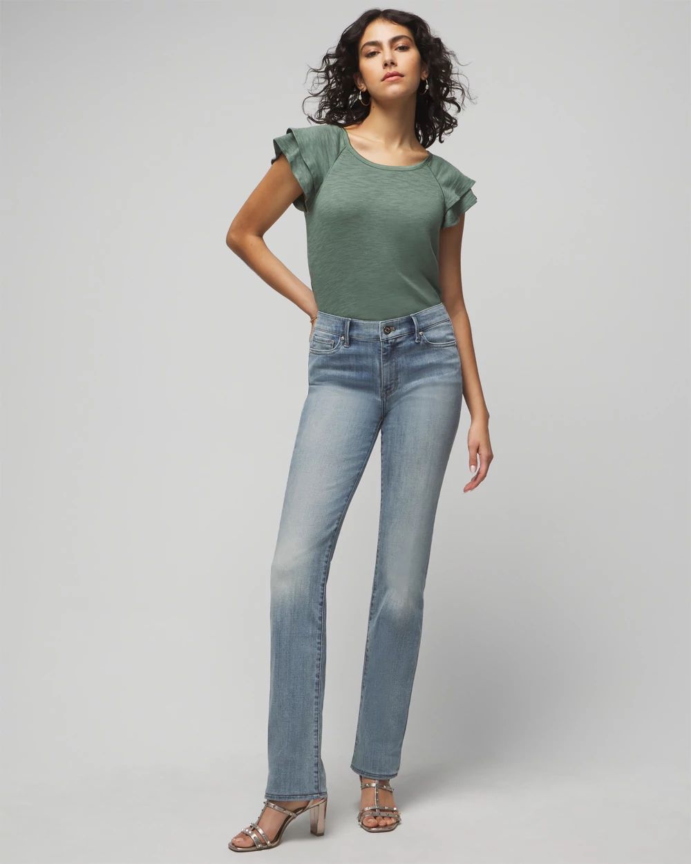 Petite Mid-Rise Everyday Soft Denim  Bootcut Jeans click to view larger image.