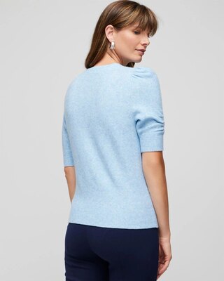 Elbow-Sleeve Soft Crew Gathered Pull Over