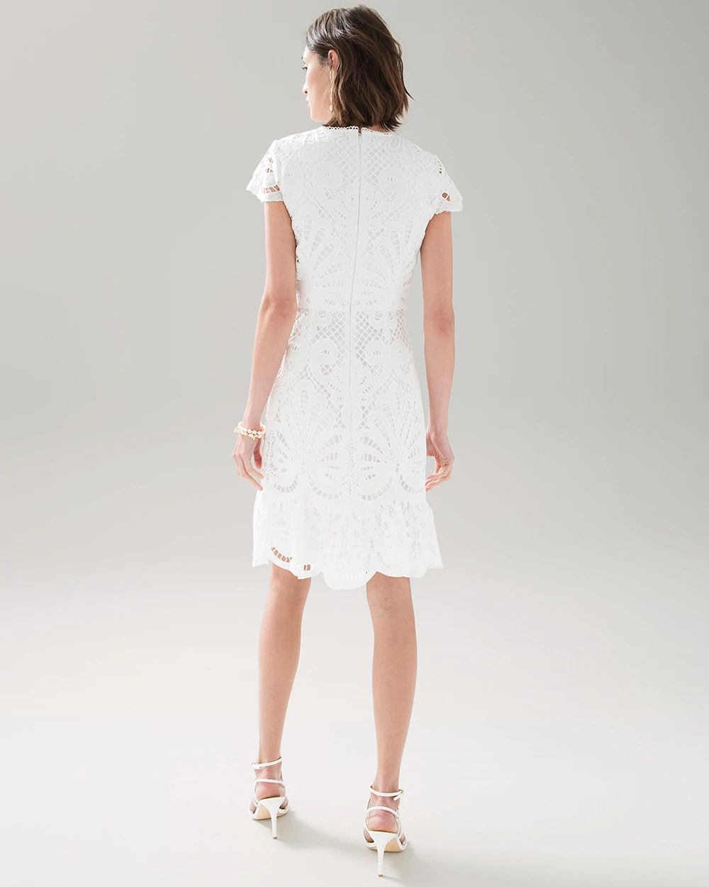 White Cap Sleeve Lace Dress
