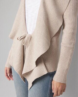 Petite Long Sleeve Open Ruffle Cardigan
