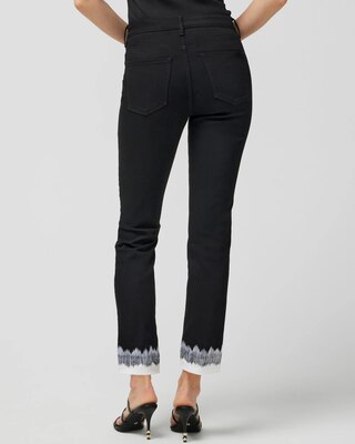 High-Rise Embroidered Cuff Slim Crop Jeans