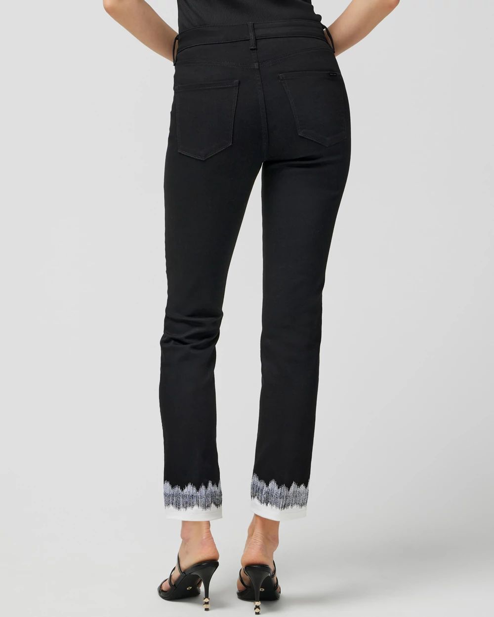 High-Rise Embroidered Cuff Slim Crop Jeans