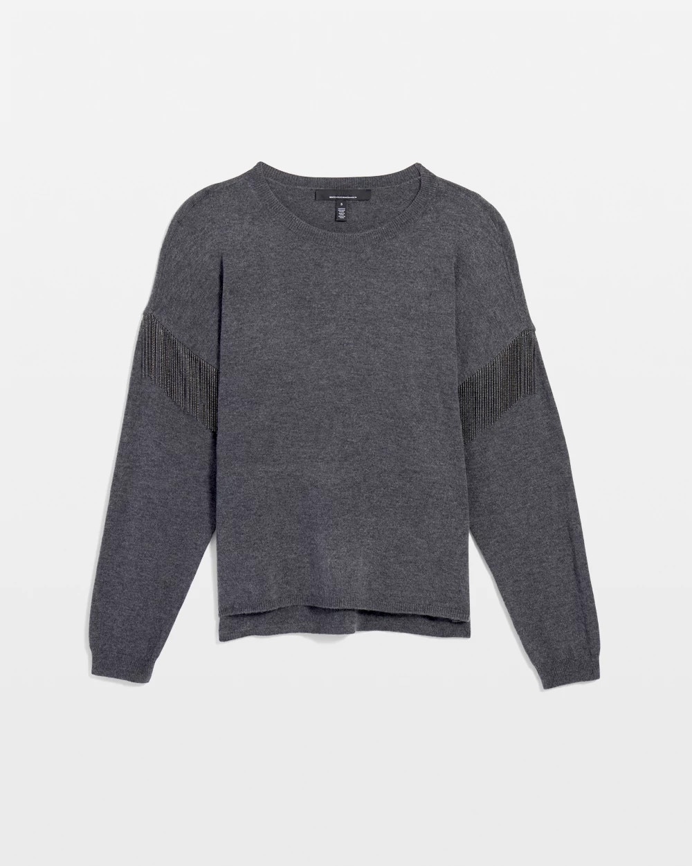 Beaded Fringe Crewneck Pullover