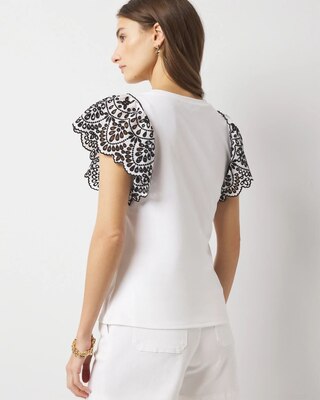 Eyelet Sleeve Crewneck Tee click to view larger image.