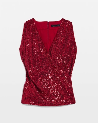 Sequin Surplice Sleeveless Top click to view larger image.