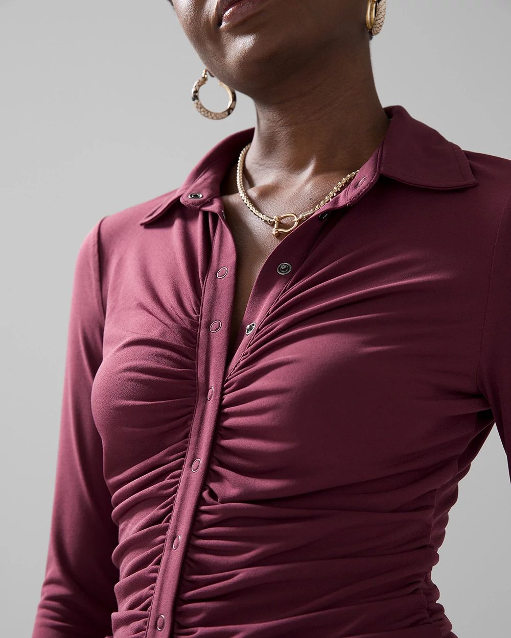 Matte-Jersey Ruched Front Shirt