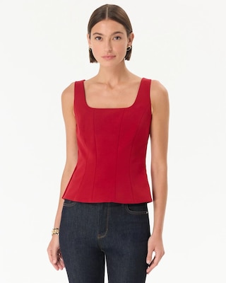 Peplum Knit Crepe Top