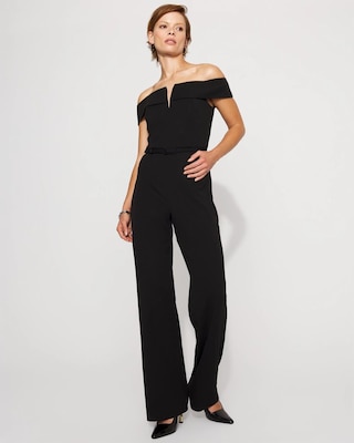Off-The-Shoulder Crepe Jumpsuit