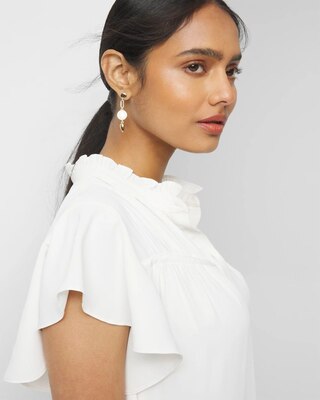 Short Sleeve Flutter Sleeve Shell Top
