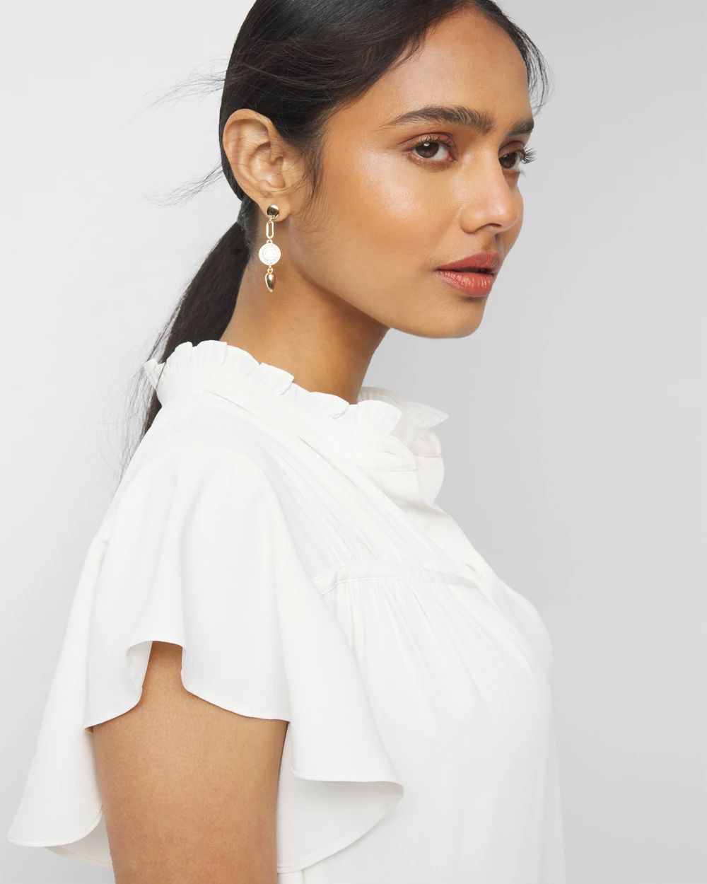 Short Sleeve Flutter Sleeve Shell Top