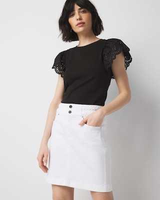 Braided Waist Denim A-Line Miniskirt