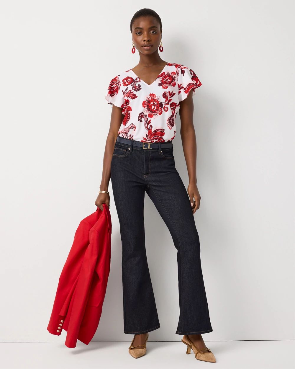 Flutter Sleeve Crepe Shell
