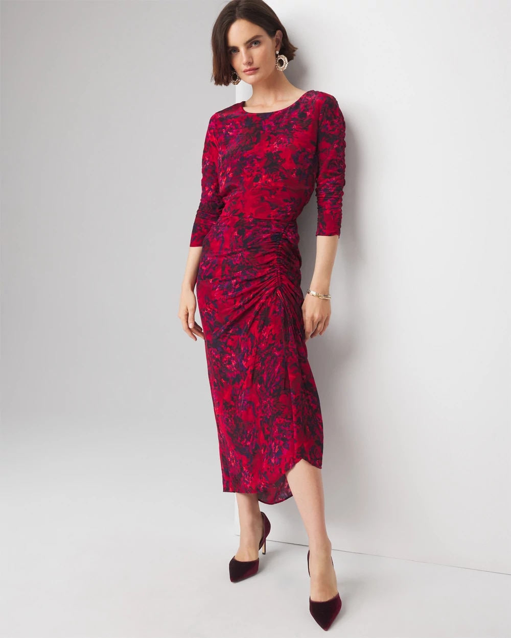 of high importance ruched midi dress Of High Importance Ruched Midi Dress - Black
