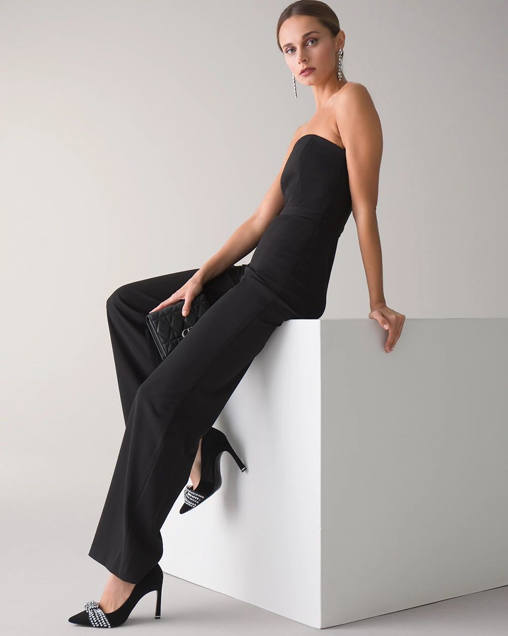 Petite Strapless Colorblock Jumpsuit