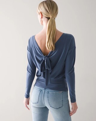 Long-Sleeve Matte Jersey Tie-Back Top
