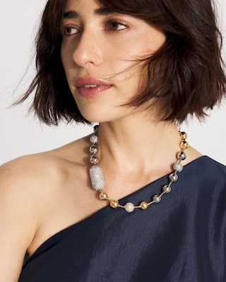 Mixed Metals + Pavé Short Necklace click to view larger image.