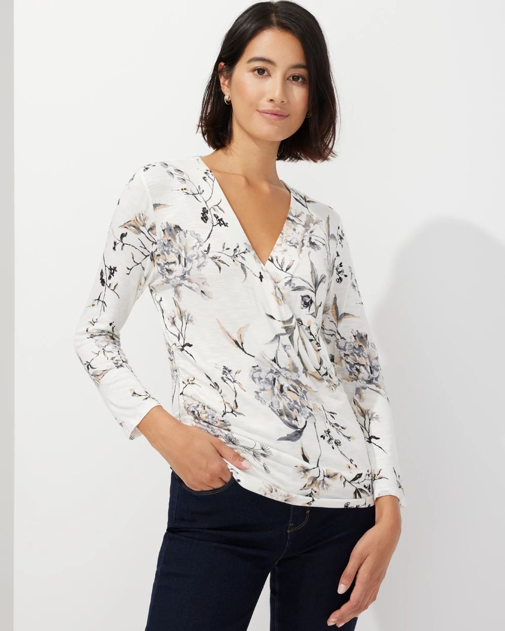 Outlet WHBM Surplice 3/4-Sleeve Tee
