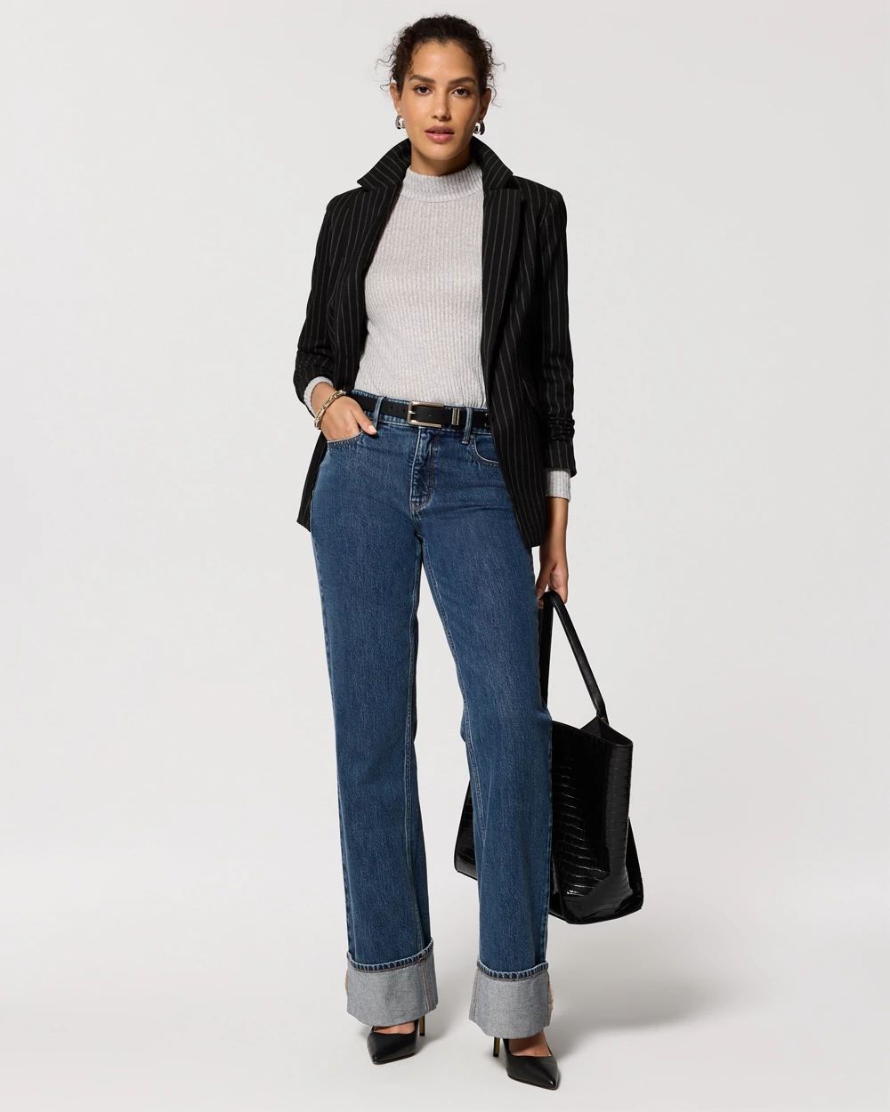 Petite Cuffed High-Rise Trouser Jeans click to view larger image.