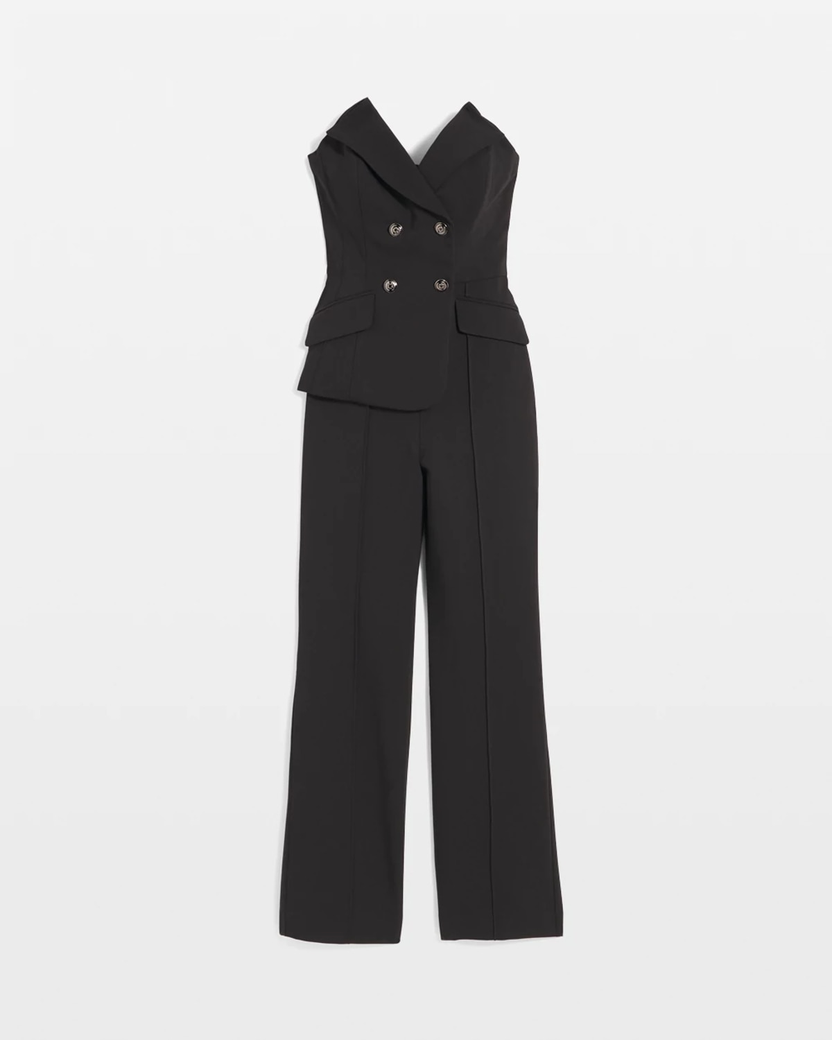 White House Black Market Double Weave Tuxedo Jumpsuit In Black