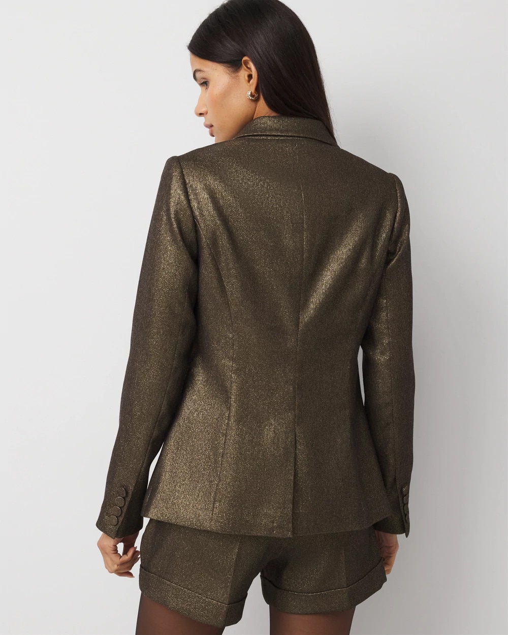 Shimmery One-Button Blazer