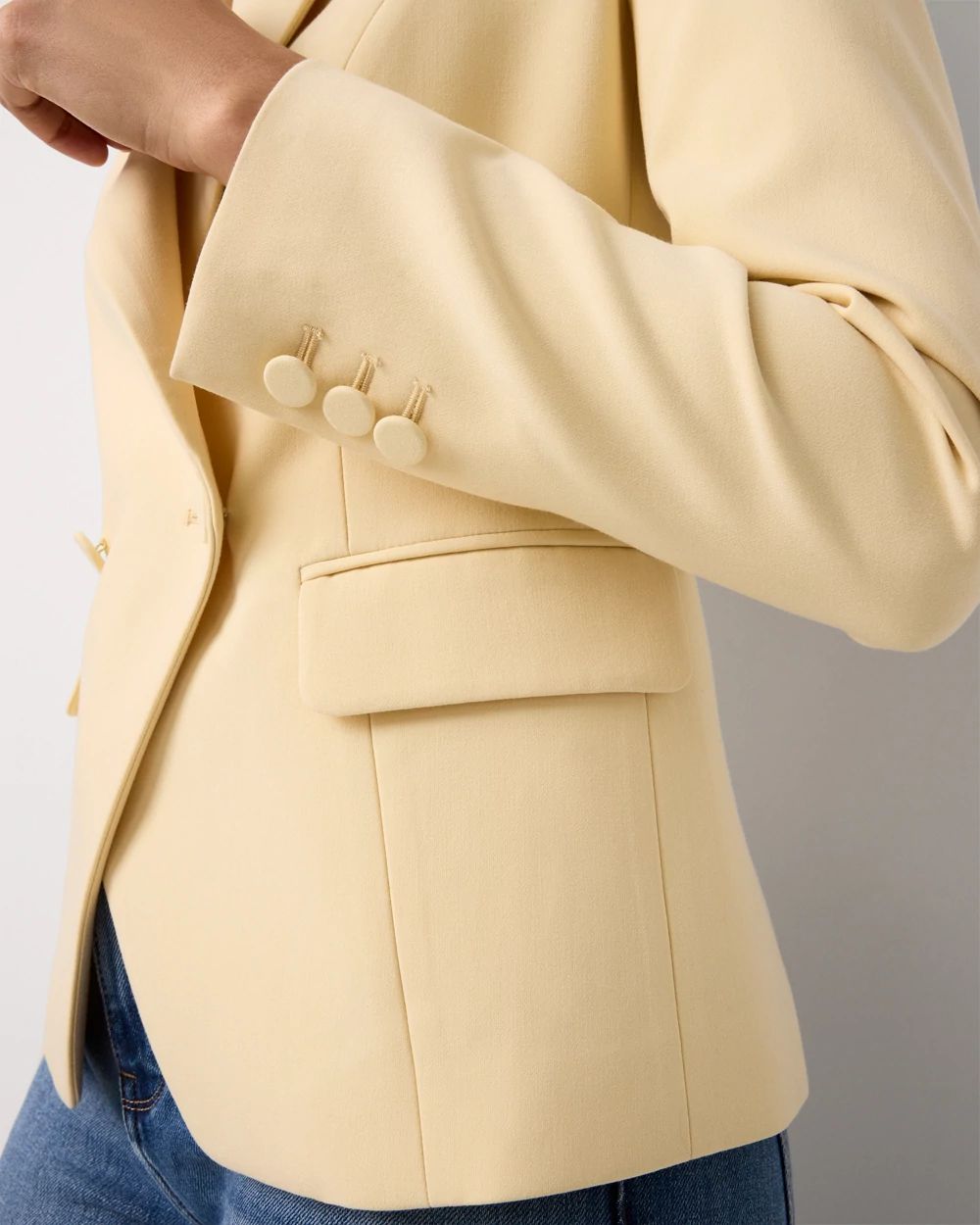 Petite Cropped Double Button Blazer