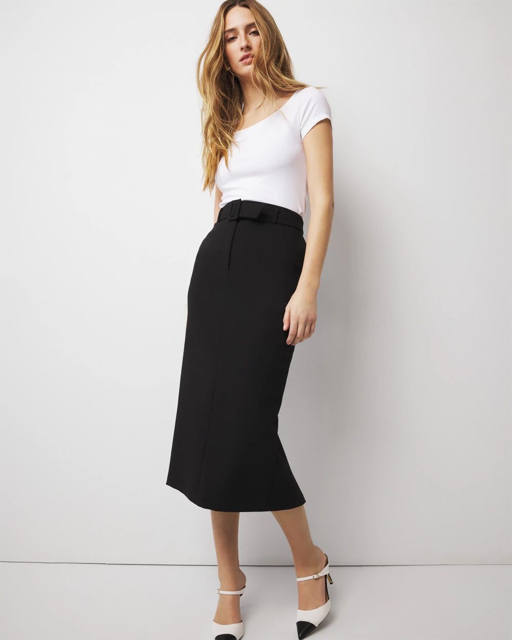Petite Belted Trouser Skirt