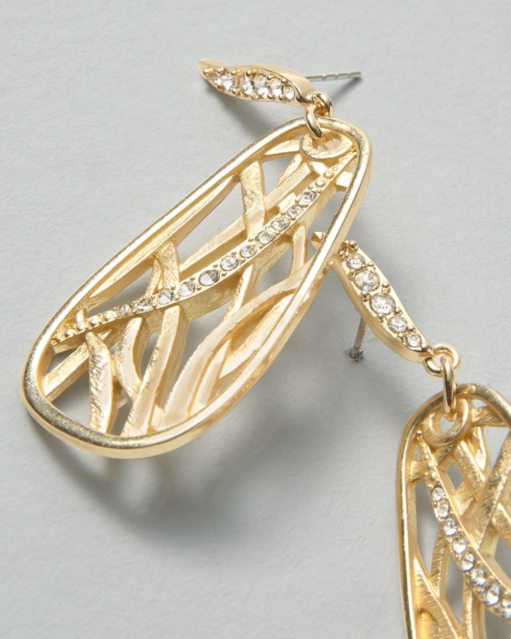 Gold Oval Drop Earrings