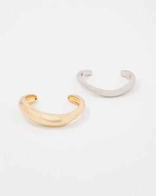 Silver + Gold Sculptural Cuff 2 Pack click to view larger image.