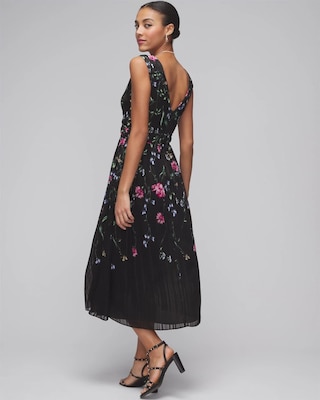 Petite Sleeveless V-Neck Braided Waist Midi Dress click to view larger image.