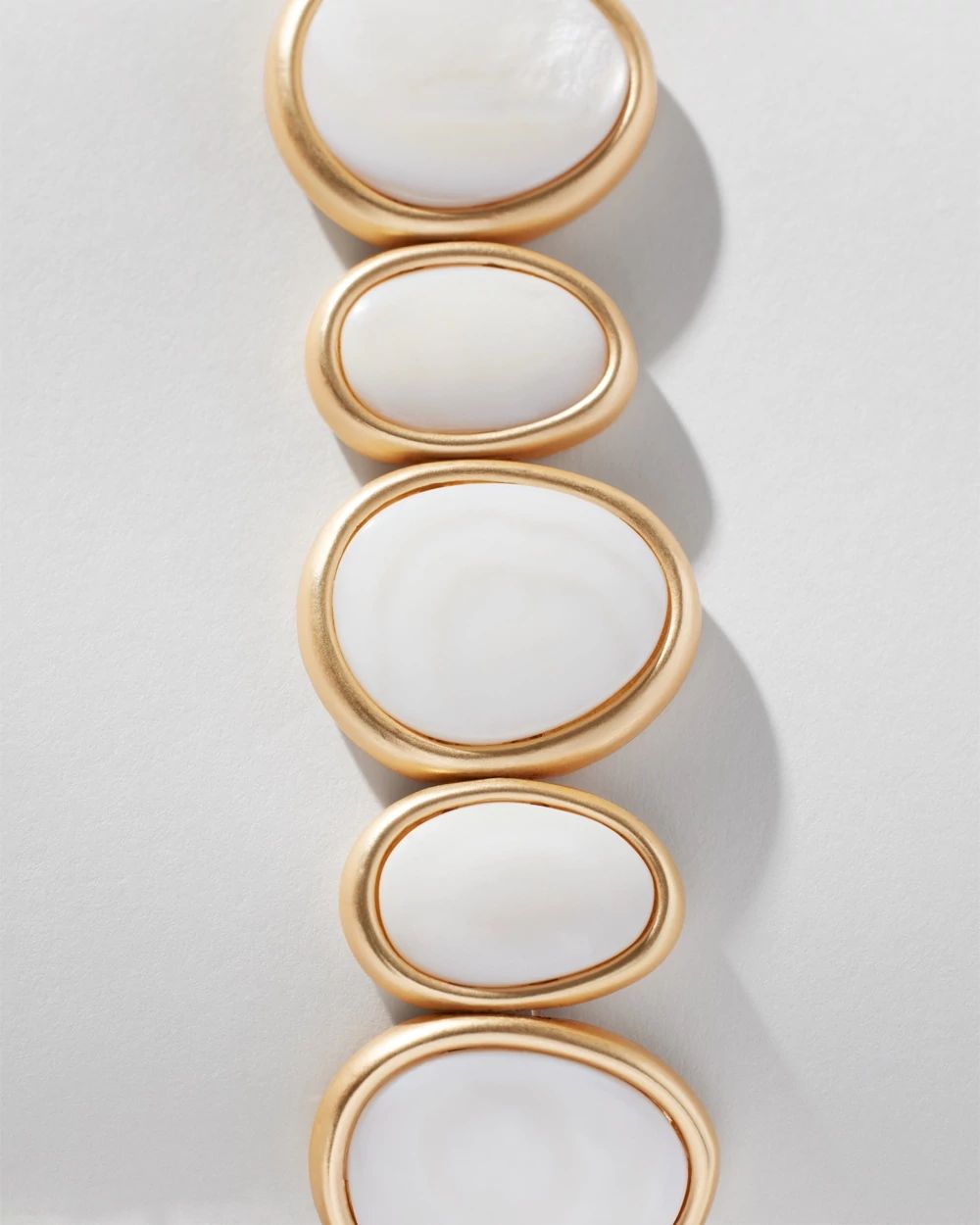 Goldtone + White Stone Bracelet