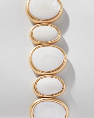Goldtone + White Stone Bracelet