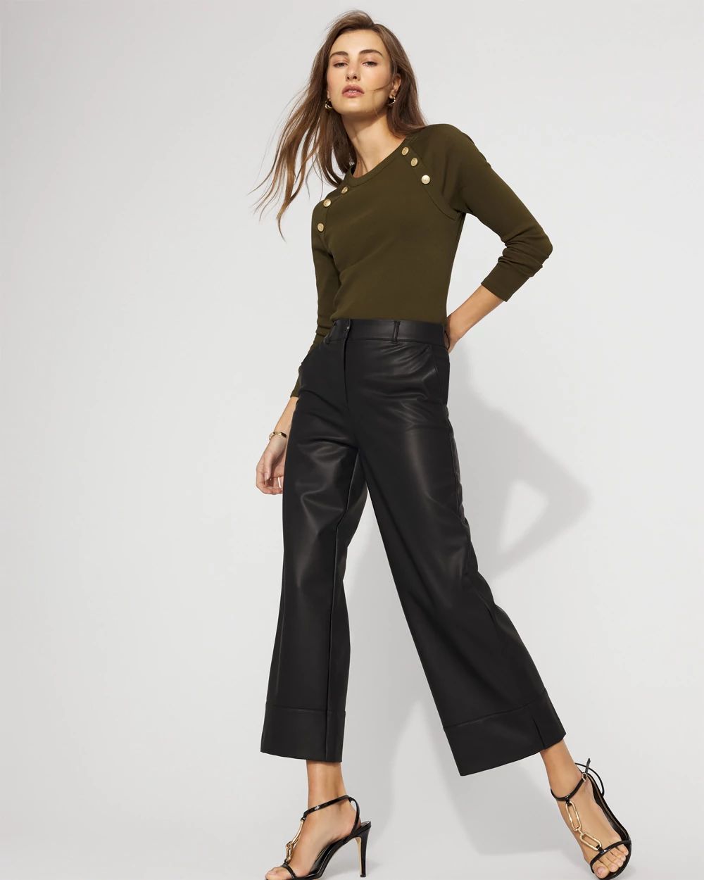 WHBM FORME™ Ribbed Stretch Button Long-Sleeve Tee