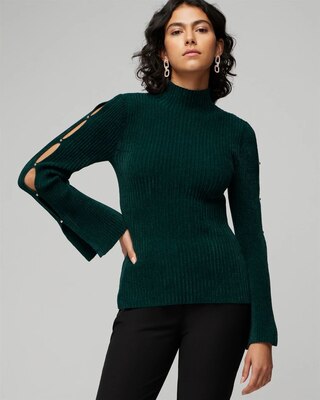 Chenille Cutout Sleeve Pullover