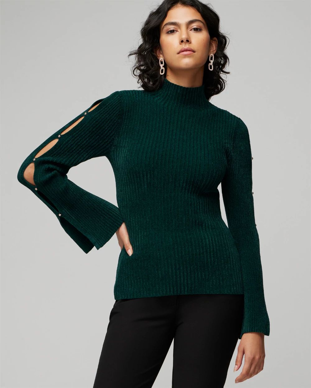 Chenille Cutout Sleeve Pullover