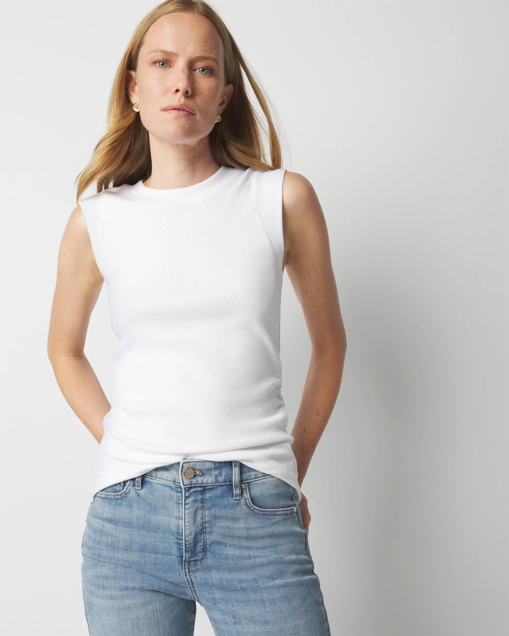 WHBM FORME™ Ribbed Stretch Ruched Side Tank