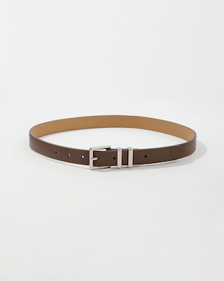 Silver Buckle Taupe Pant Belt