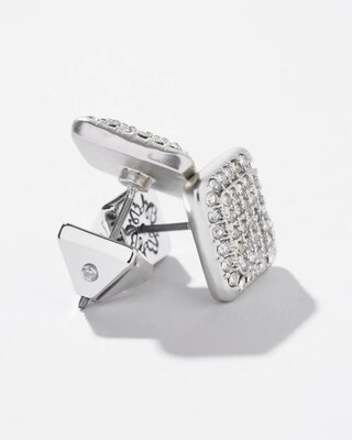 Silver Pave Crystal Stud Earrings