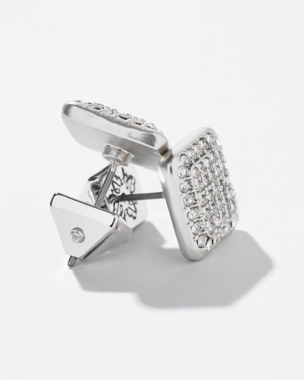 Silver Pave Crystal Stud Earrings