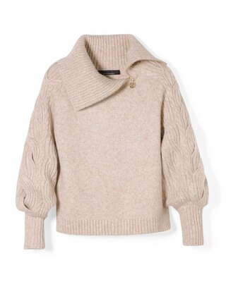Zip Neck Cable Knit Sweater