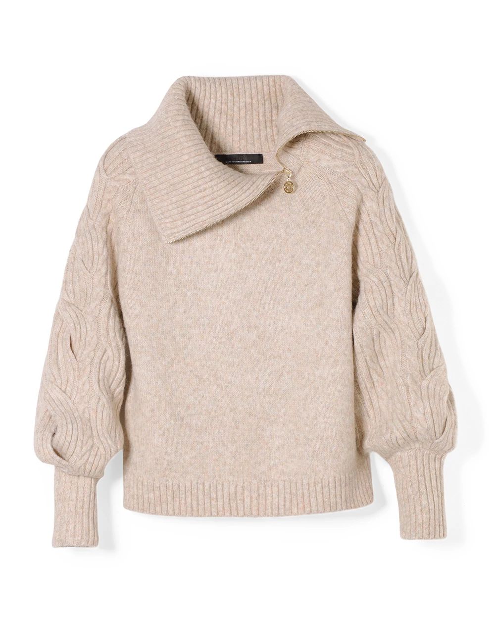 Zip Neck Cable Knit Sweater