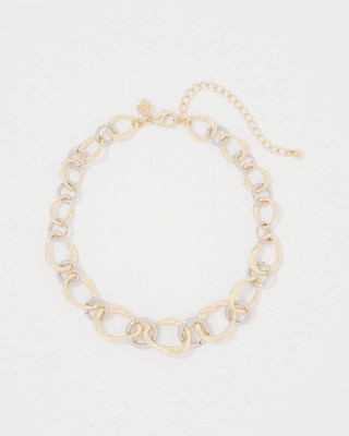 Silver + Gold Sculptural Statement Necklace click to view larger image.
