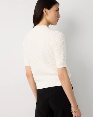 Bouclé Elbow Sleeve Cardigan click to view larger image.