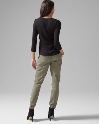 3/4 Sleeve Button Shoulder Tee