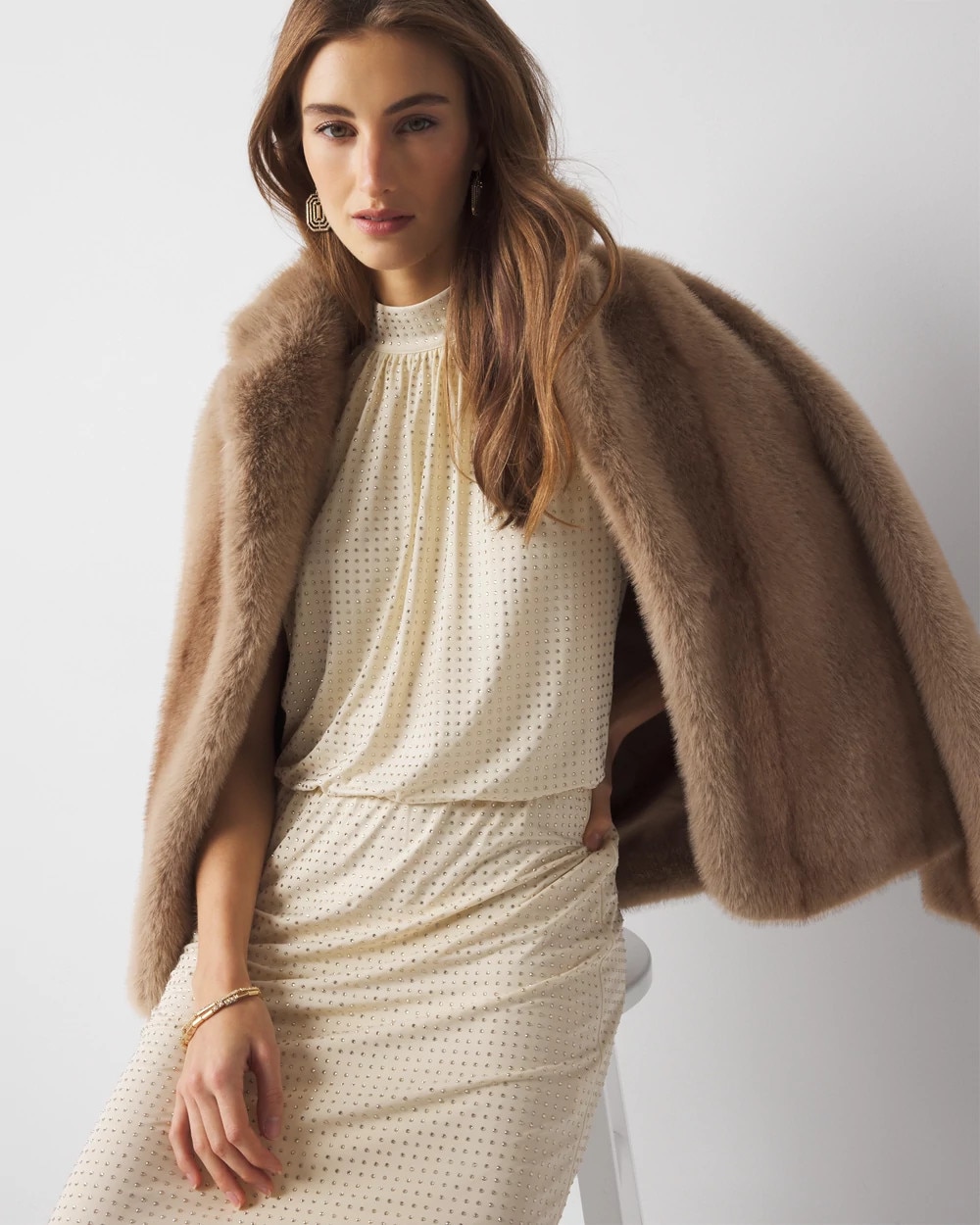 Embellished Blouson Mini Dress