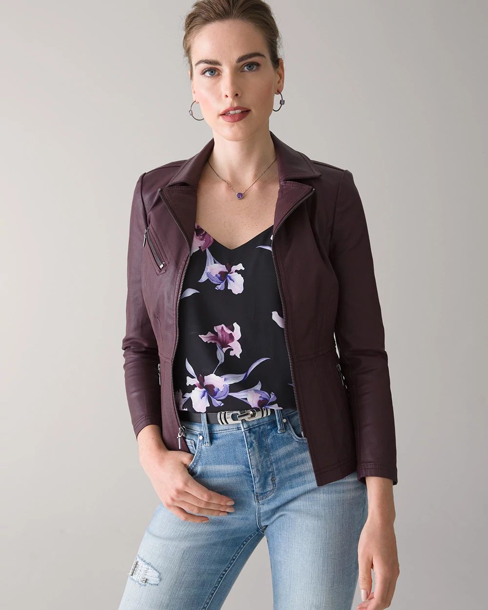 Coated Denim Moto Jacket White House Black Market