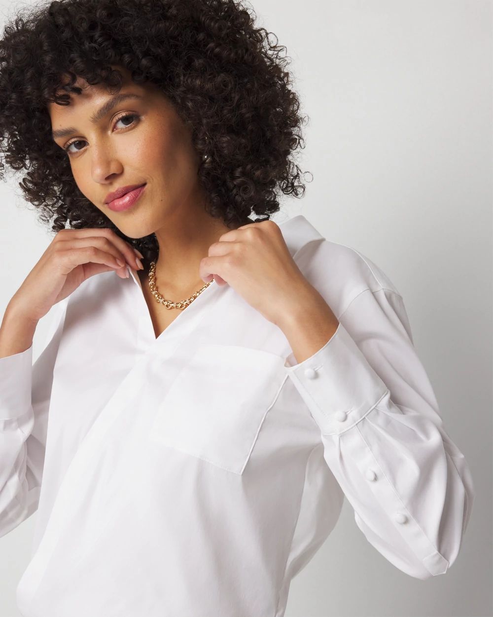 Petite Cross Front Poplin Shirt