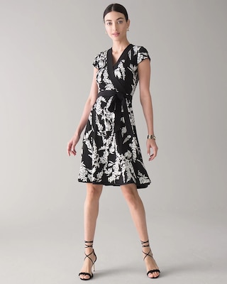 Short-Sleeve Reversible Matte Jersy Wrap Dress click to view larger image.