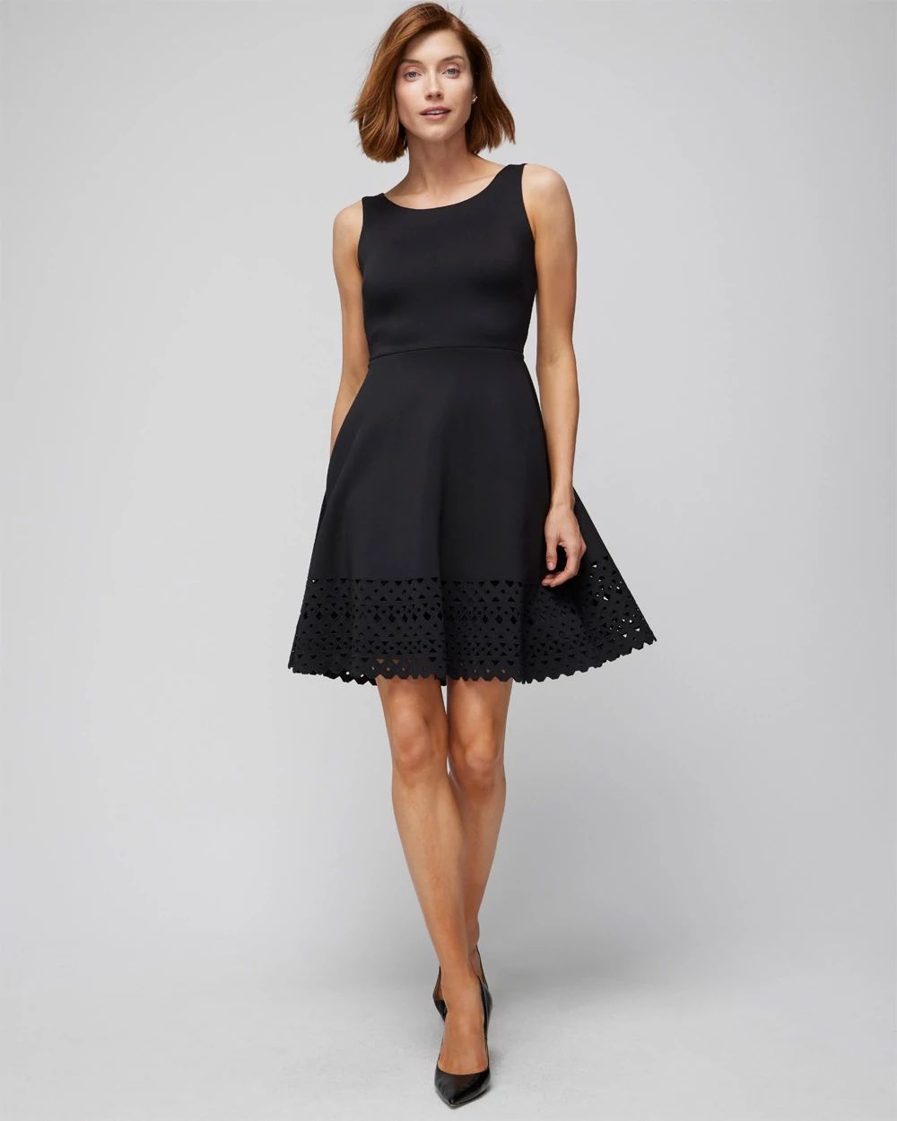 Sleeveless Scuba Fit-and-Flare Dress