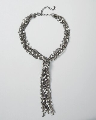 Hematite & Pearl Lariat